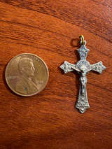 Vintage Ornate Metal Crucifix Pendant - Image 1