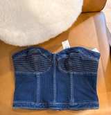 Express Denim Strapless Bustier Top - Image 2