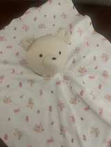 Starting Out Security Blanket Bear lovey White with Flowers - Image 6