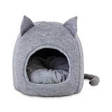 EveryYay Gray Fleece Enclosed Cat Bed - Image 1