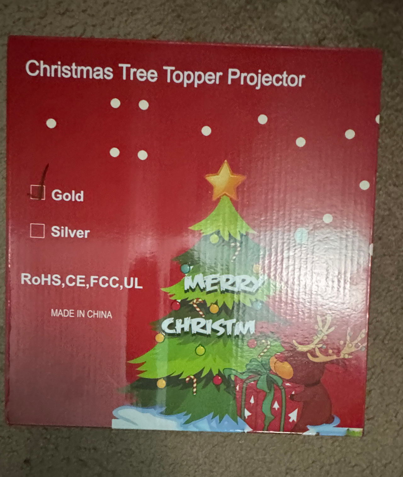 Christmas Tree Topper Projector Star Gold