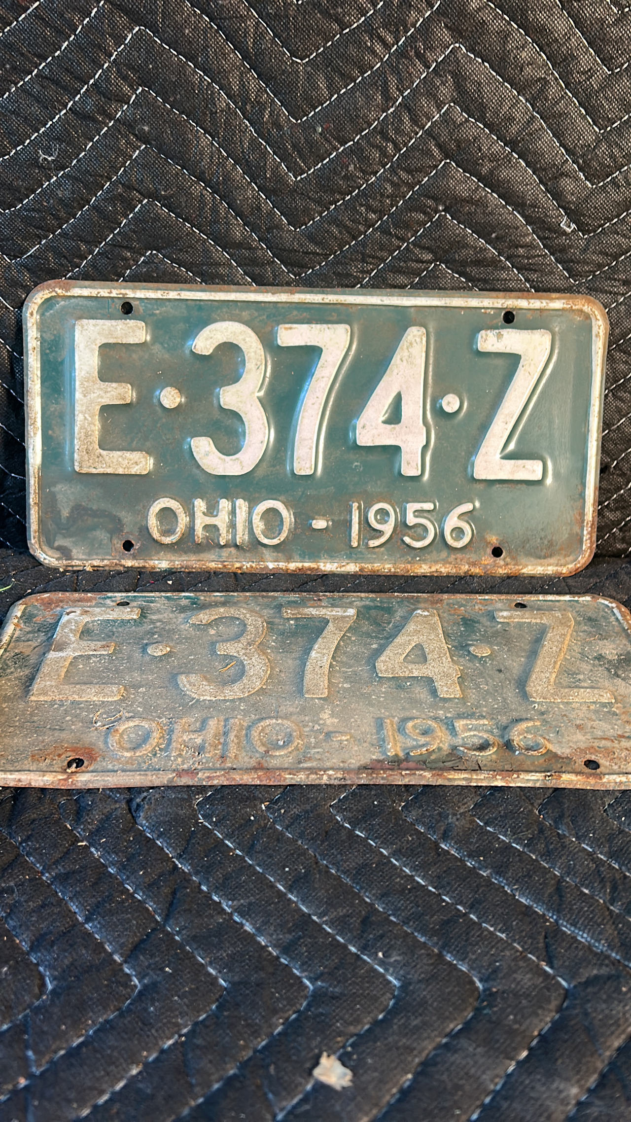 1956 Ohio License Plate Pair