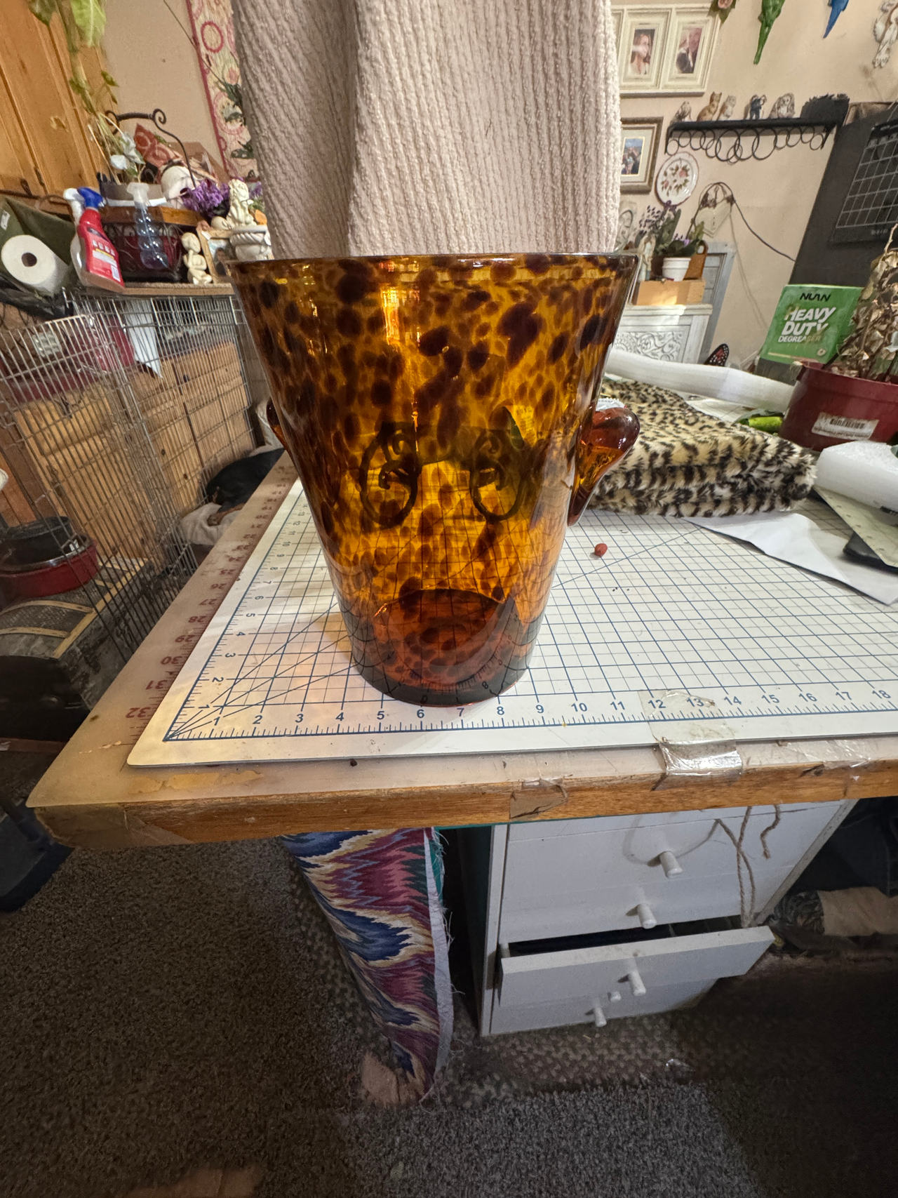 Tortoise Shell Glass Vase / Ice Bucket