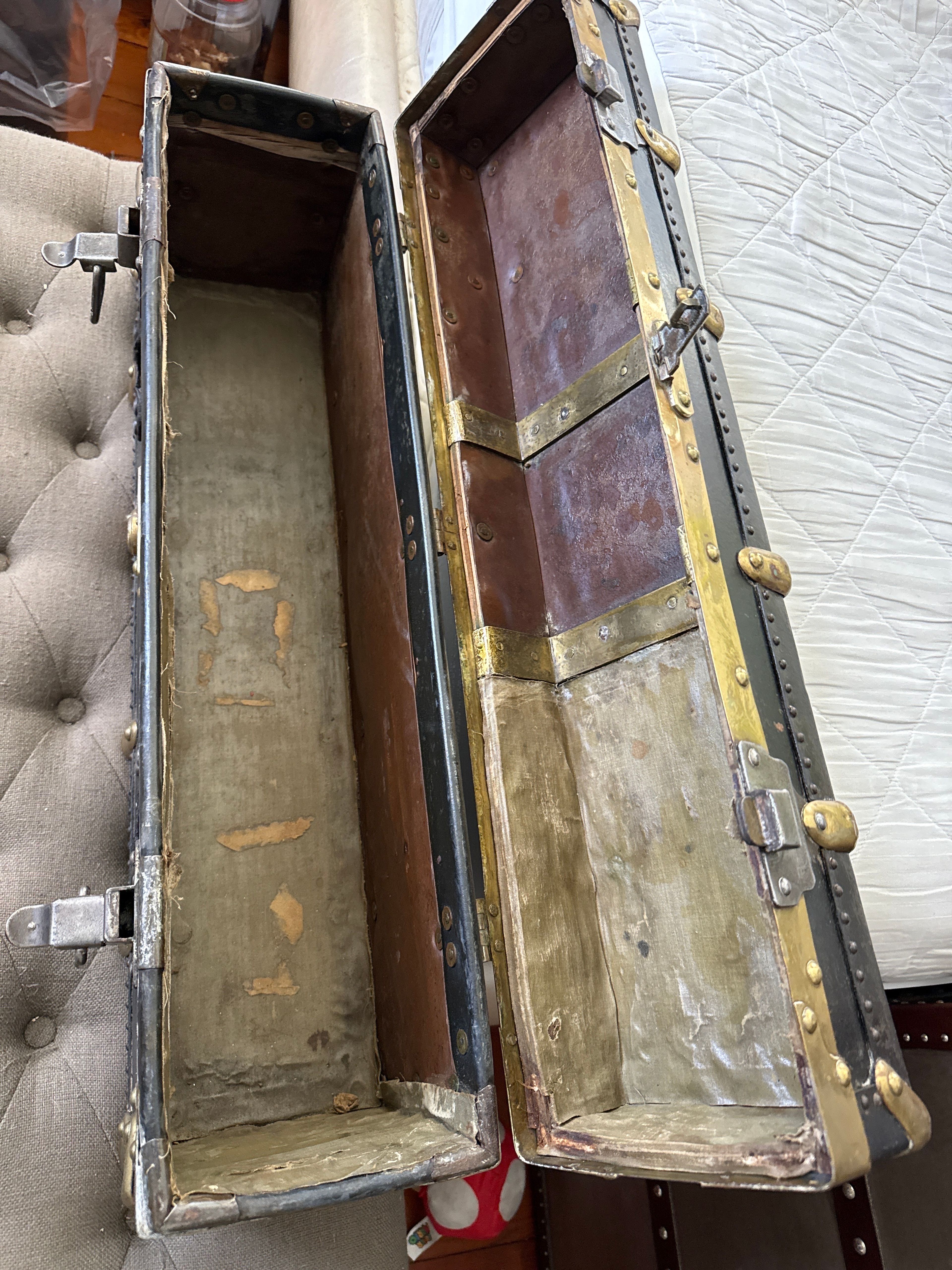 Antique USDA Office of Public Roads Field Trunk Brass Leather Federal Works WWII - Image 9