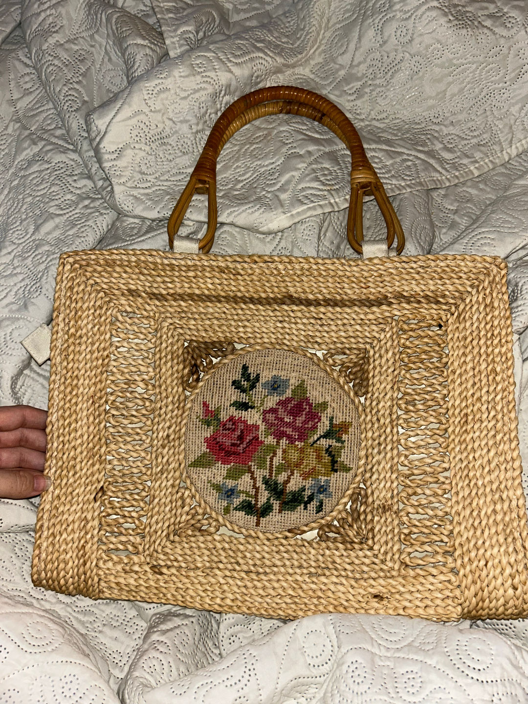Vintage Woven Straw Handbag