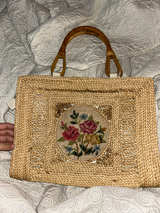Vintage Woven Straw Handbag - Image 1