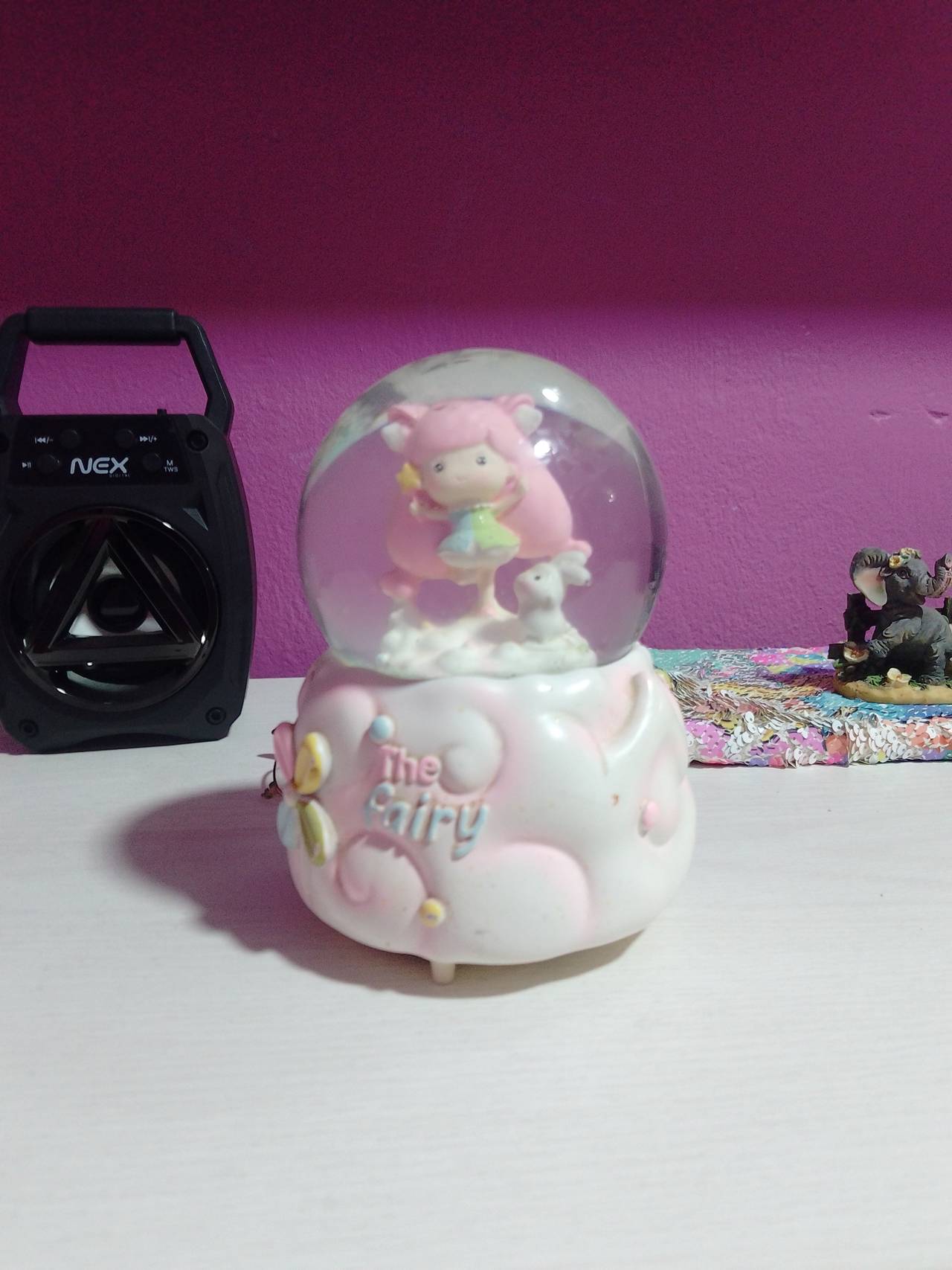The Fairy Pink Snow Globe Music Box