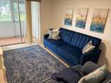 FULL ROOM DECOR-  Includes Navy Blue Velvet Tufted Sofa bed , rug , art , chair - Image 5