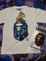 A Bathing Ape Baby Milo on Big Ape Head Tee White/Blue Camo - Image 2