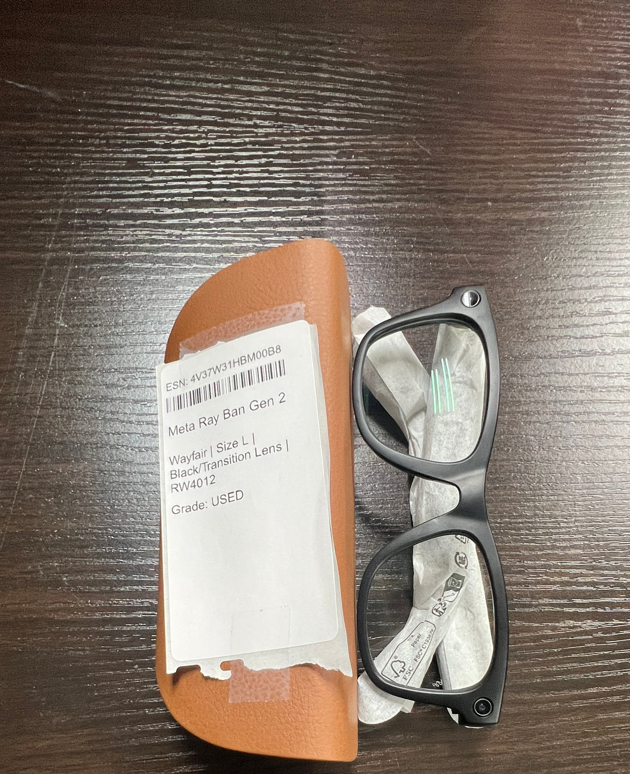 Ray-Ban Meta Wayfarer Smart Glasses Gen 2 Black Transition Lens Size L