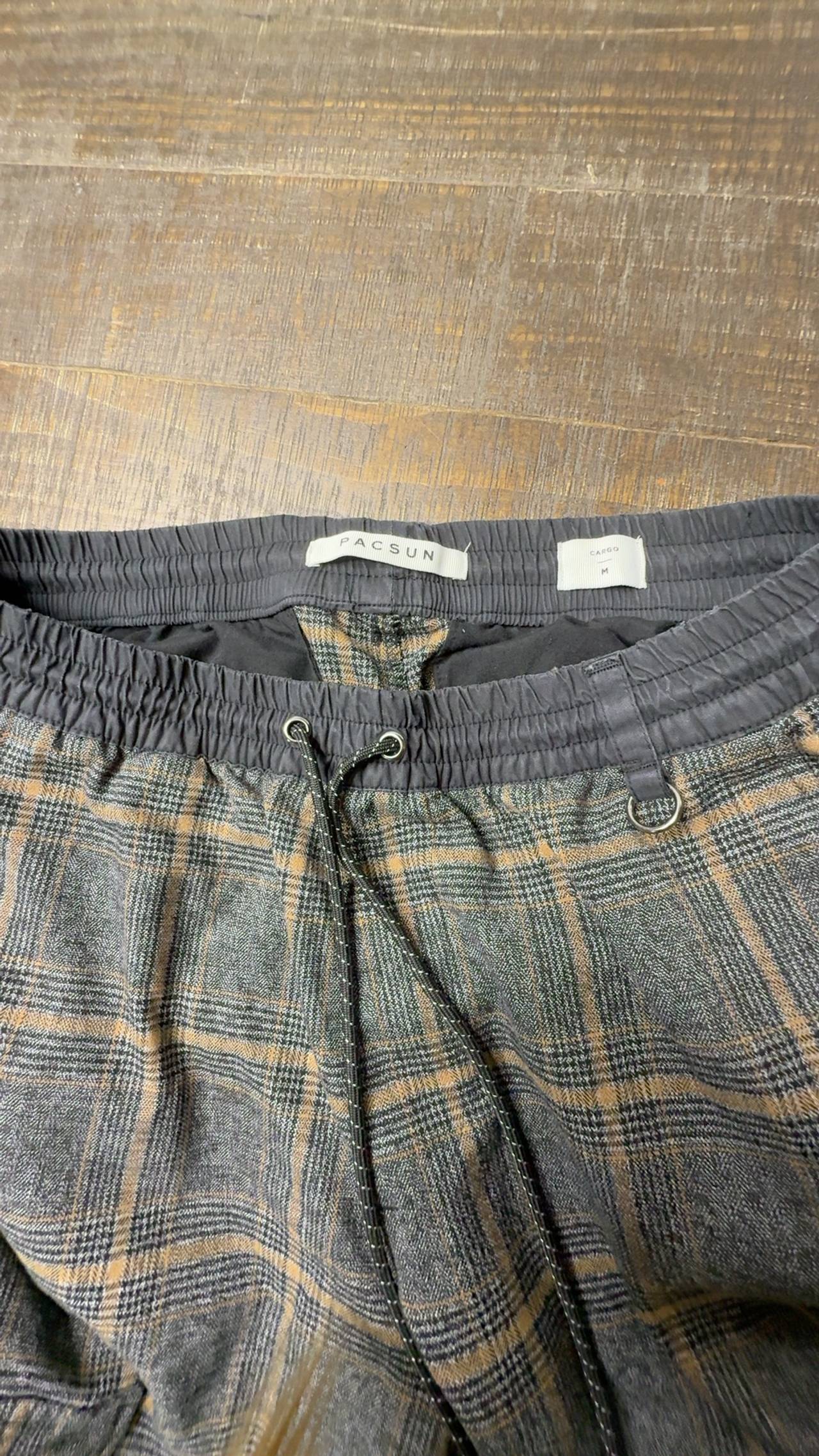 PacSun Plaid Slim Cargo Pants Gray Plaid Medium 