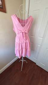 Pink Tiered Cap Sleeve Midi Dress - Image 2