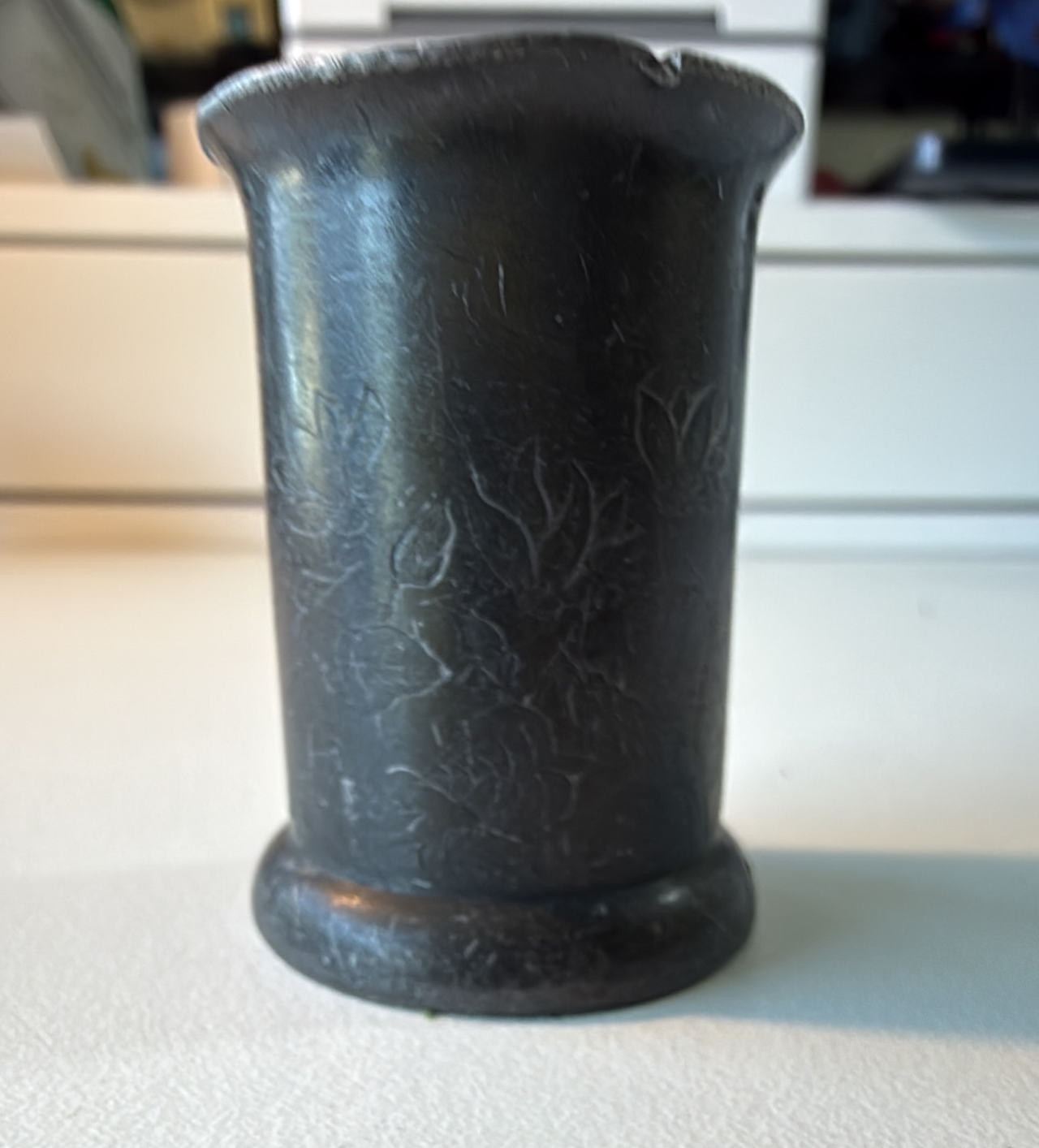 Vintage Etched Pewter Cup/Vase