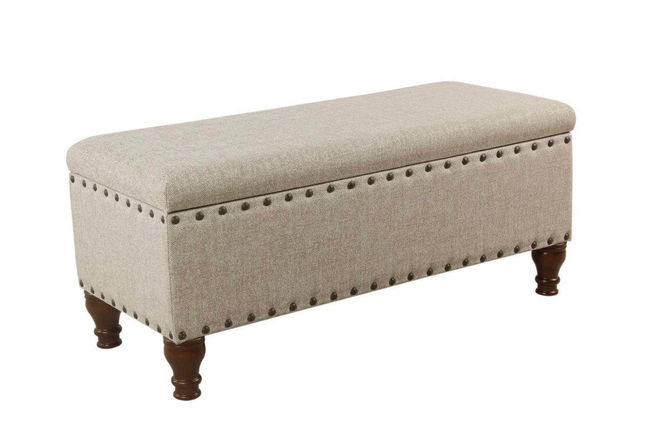 Upholstered Storage Bench with Nailhead Trim - Brand New in Box