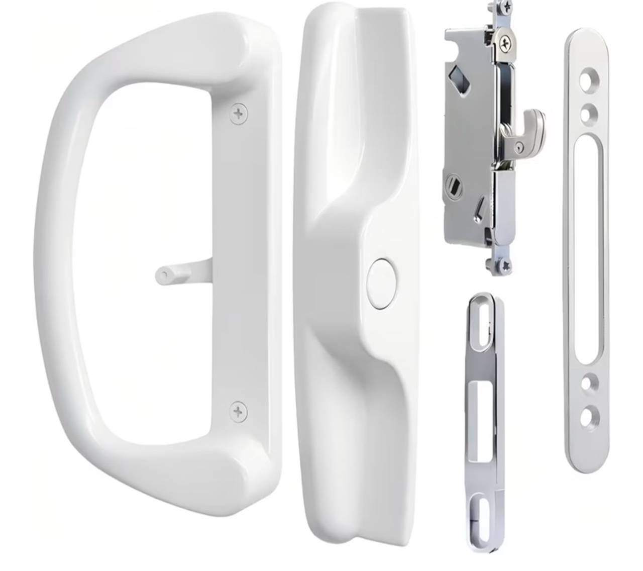 Aluminum Sliding Glass Patio Door White Handle Set WITHOUT Mortise Lock
