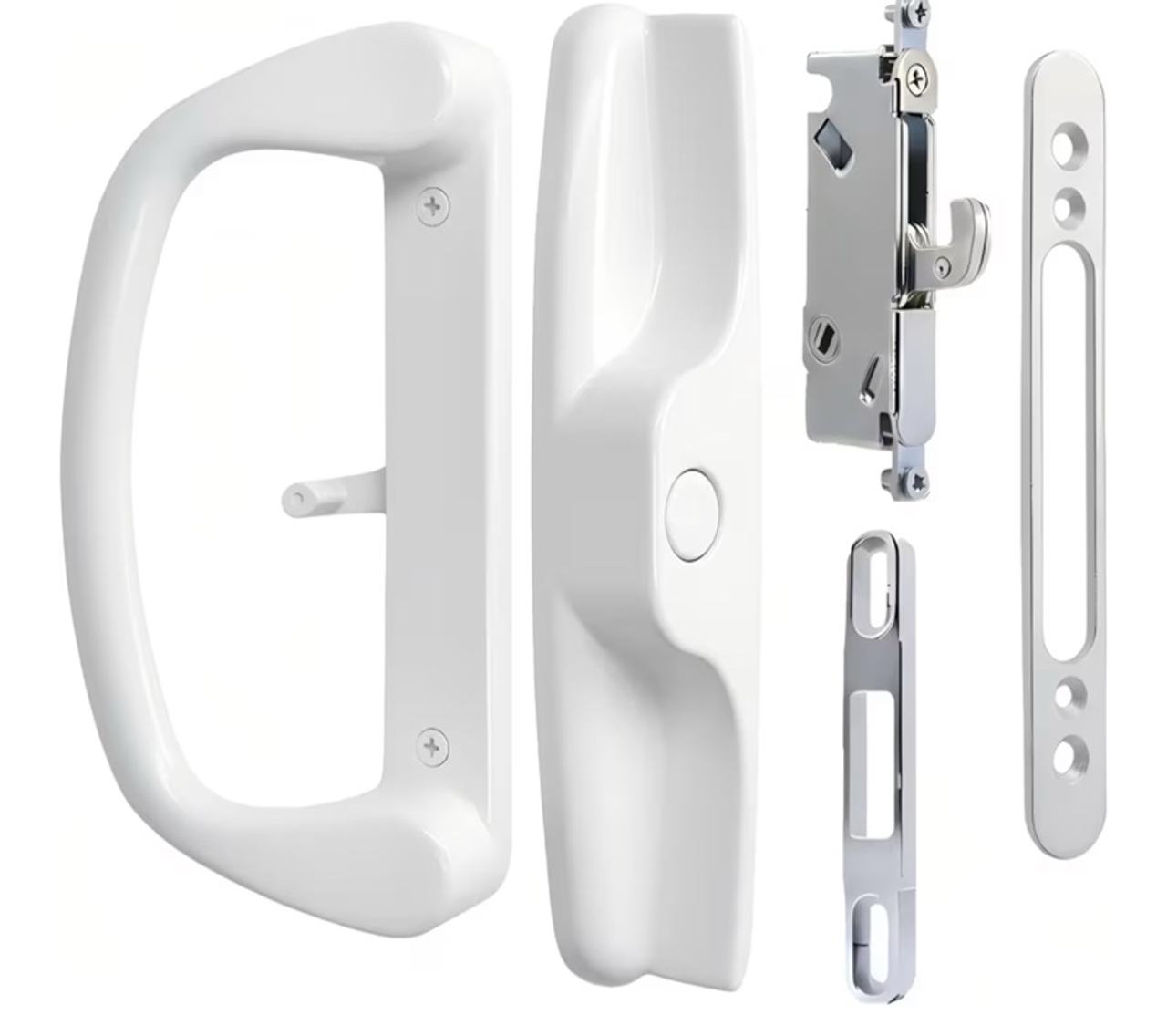Aluminum Sliding Glass Patio Door White Handle Set WITHOUT Mortise Lock