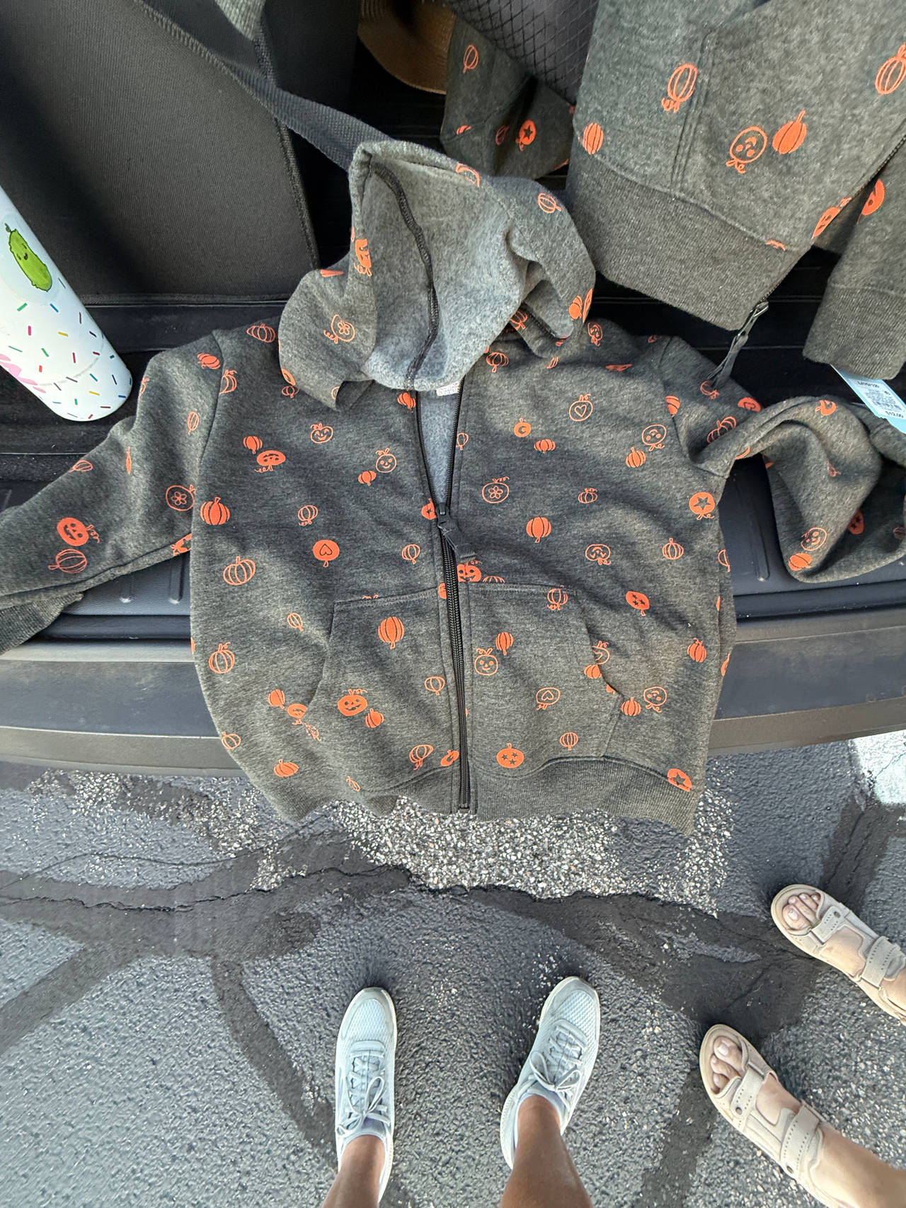 Pumpkin Print Zip-Up Hoodie