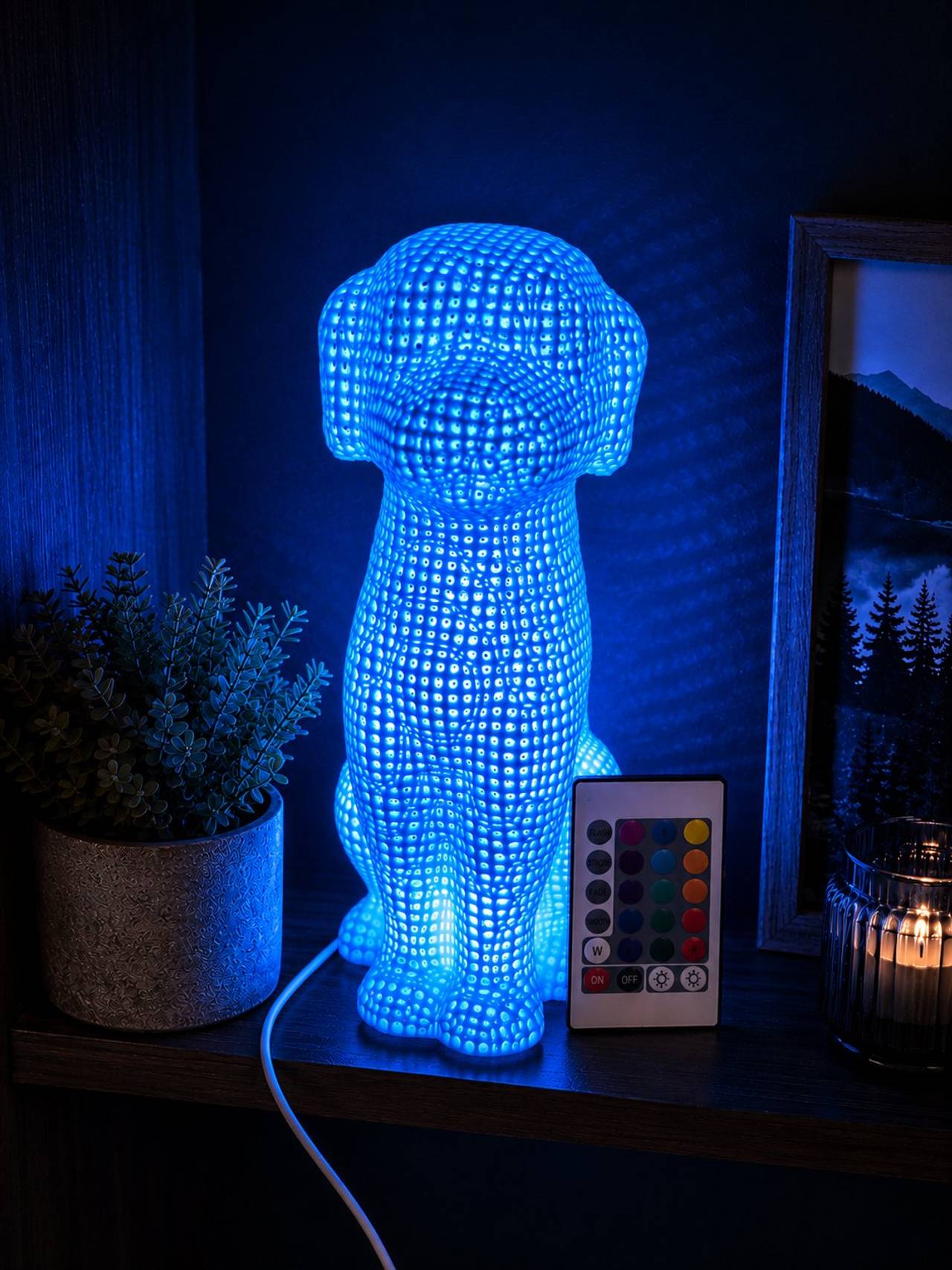 Color Changing LED Dog Table Lamp