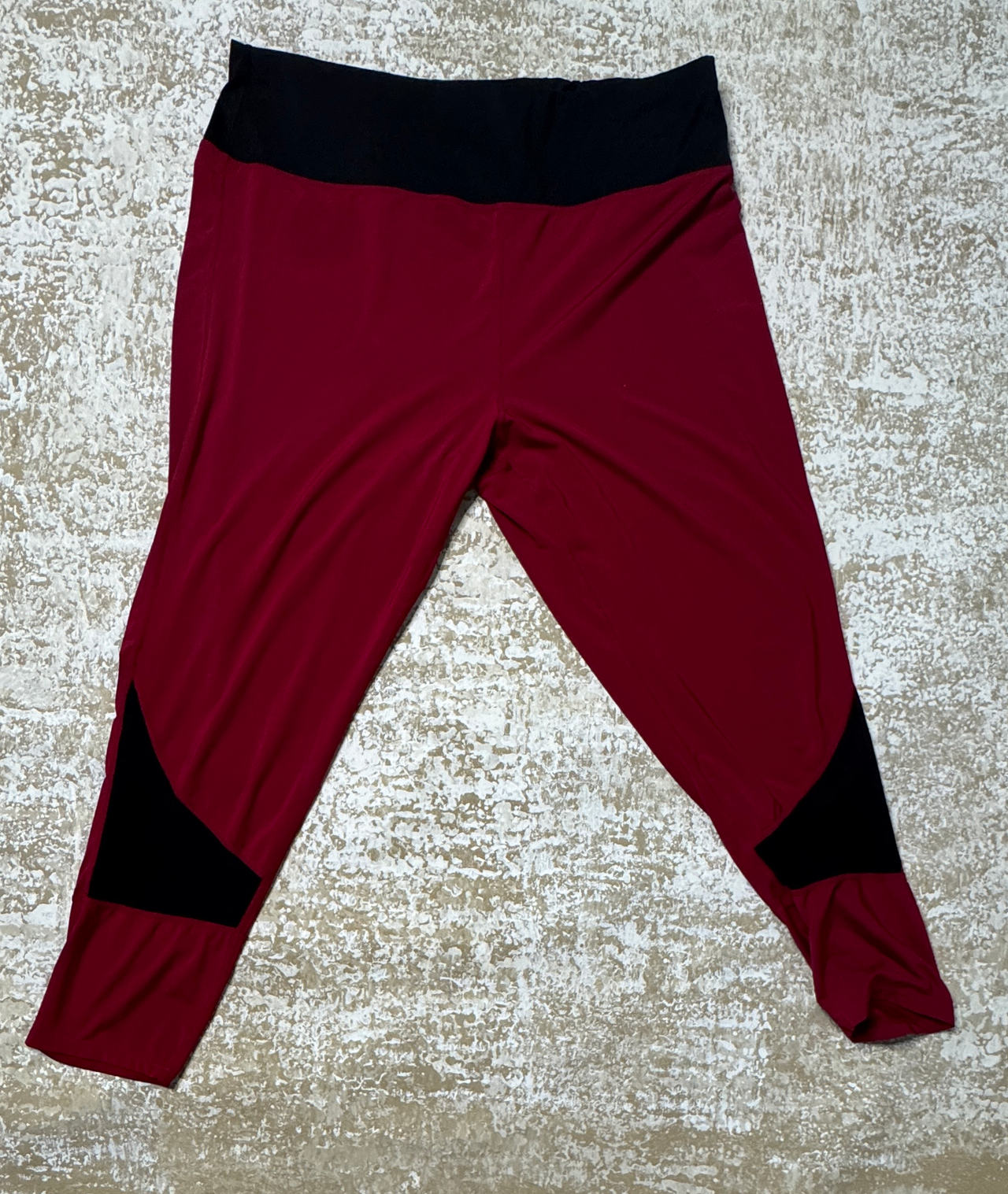 Burgundy and Black Colorblock Leggings 3x