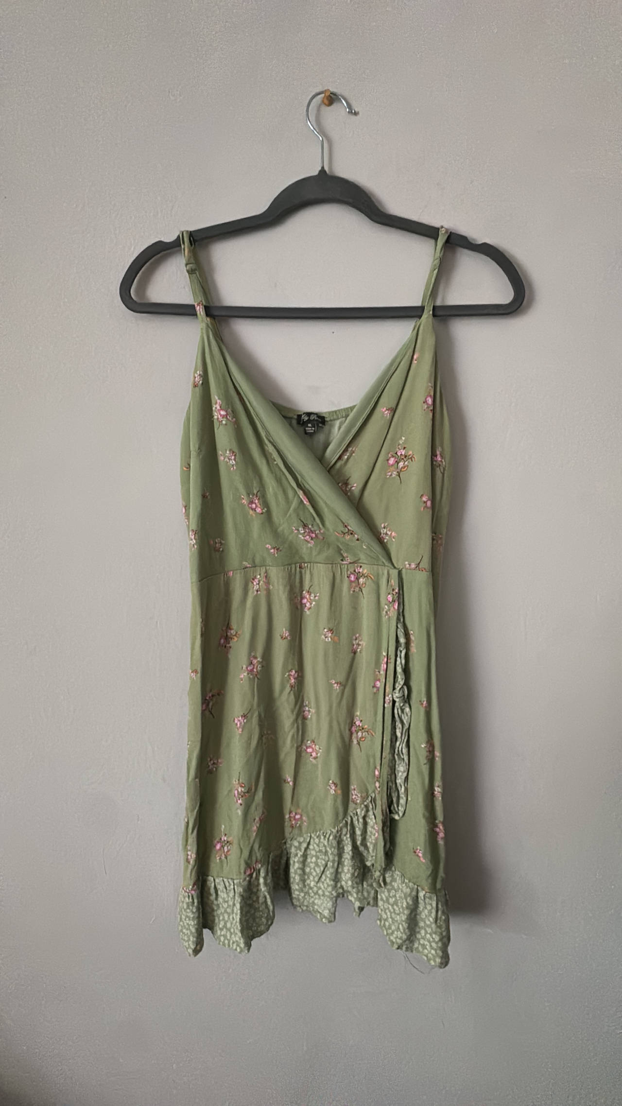 Green Floral Wrap Dress
