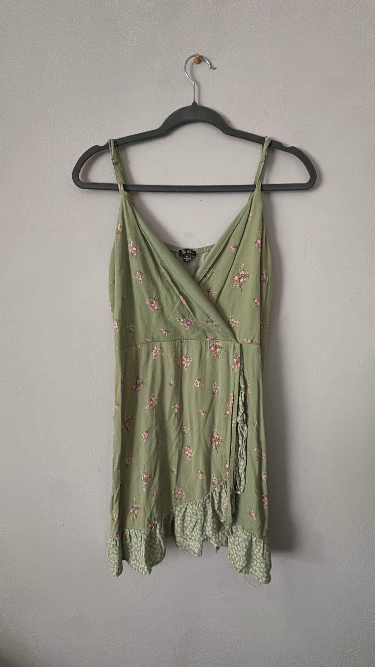 Green Floral Wrap Dress