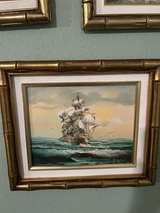 Brian Roche Nautical Oil Paintings in Faux Bamboo Frames - Image 2