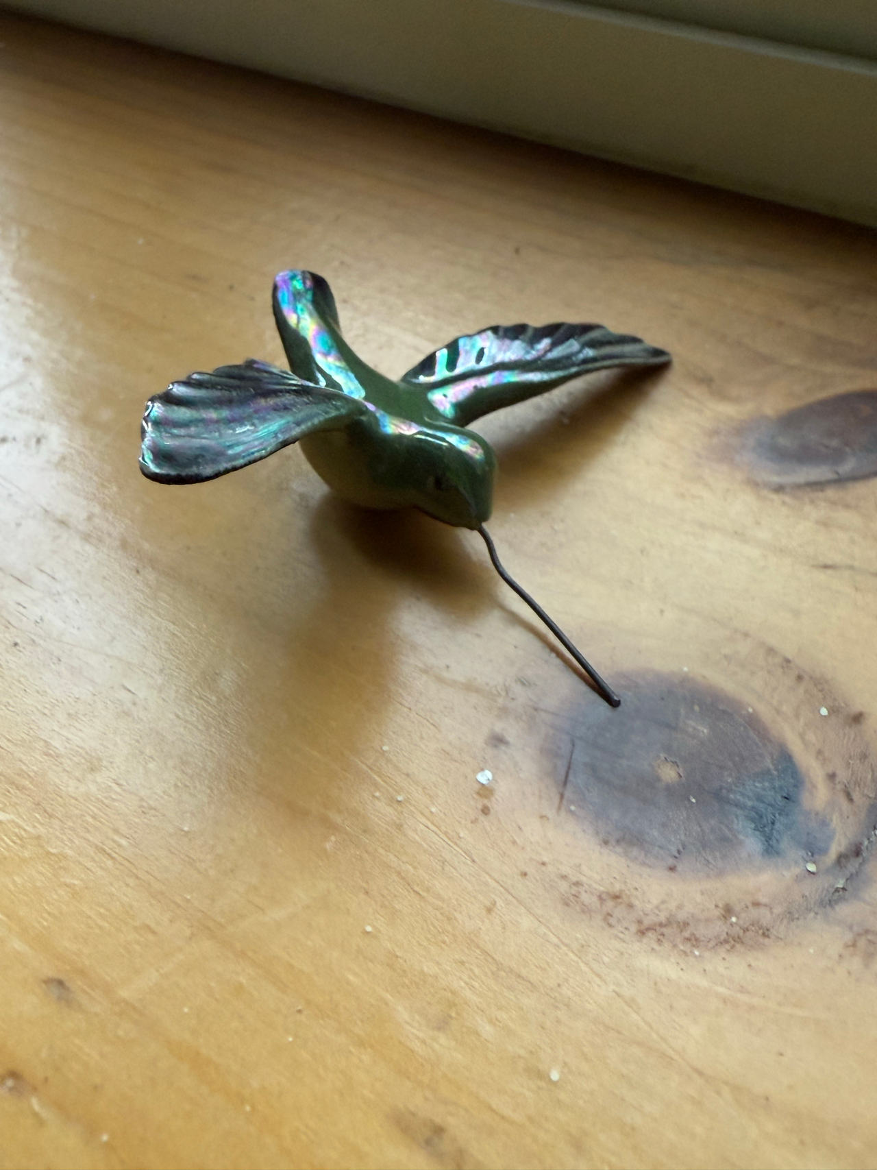 Iridescent Ceramic Hummingbird Figurine