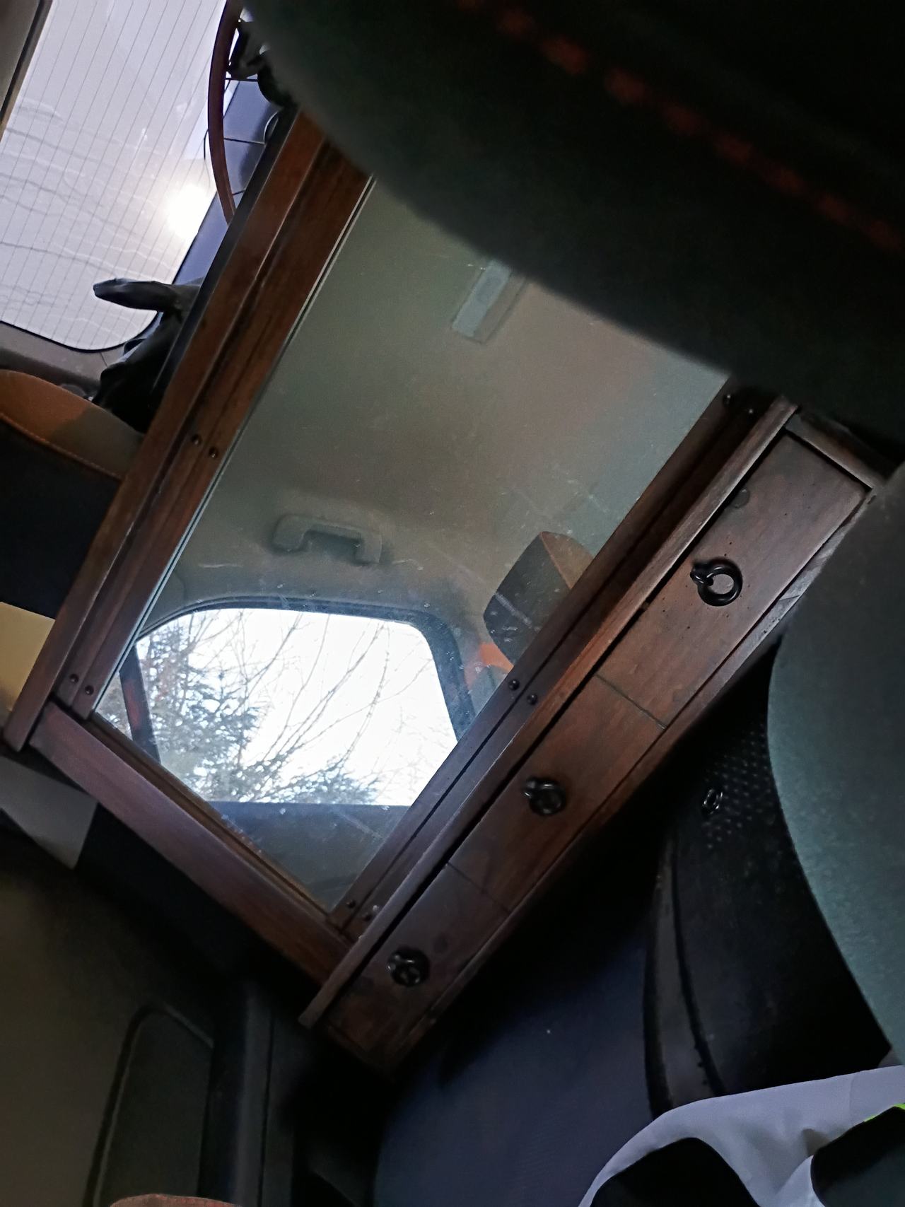 Vintage Wooden Vanity Mirror with Drawers