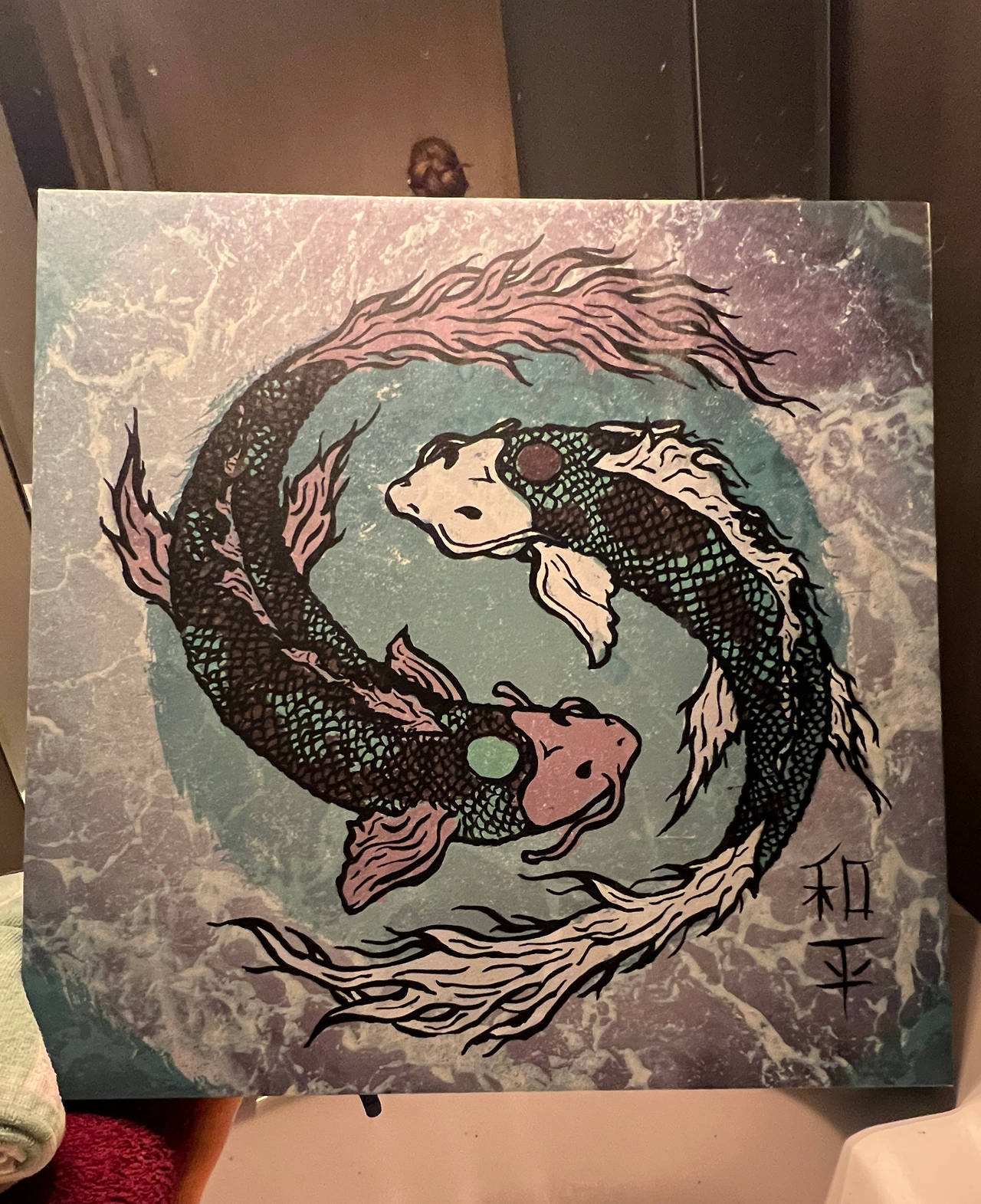 Koi Fish Yin Yang Canvas Wall Art