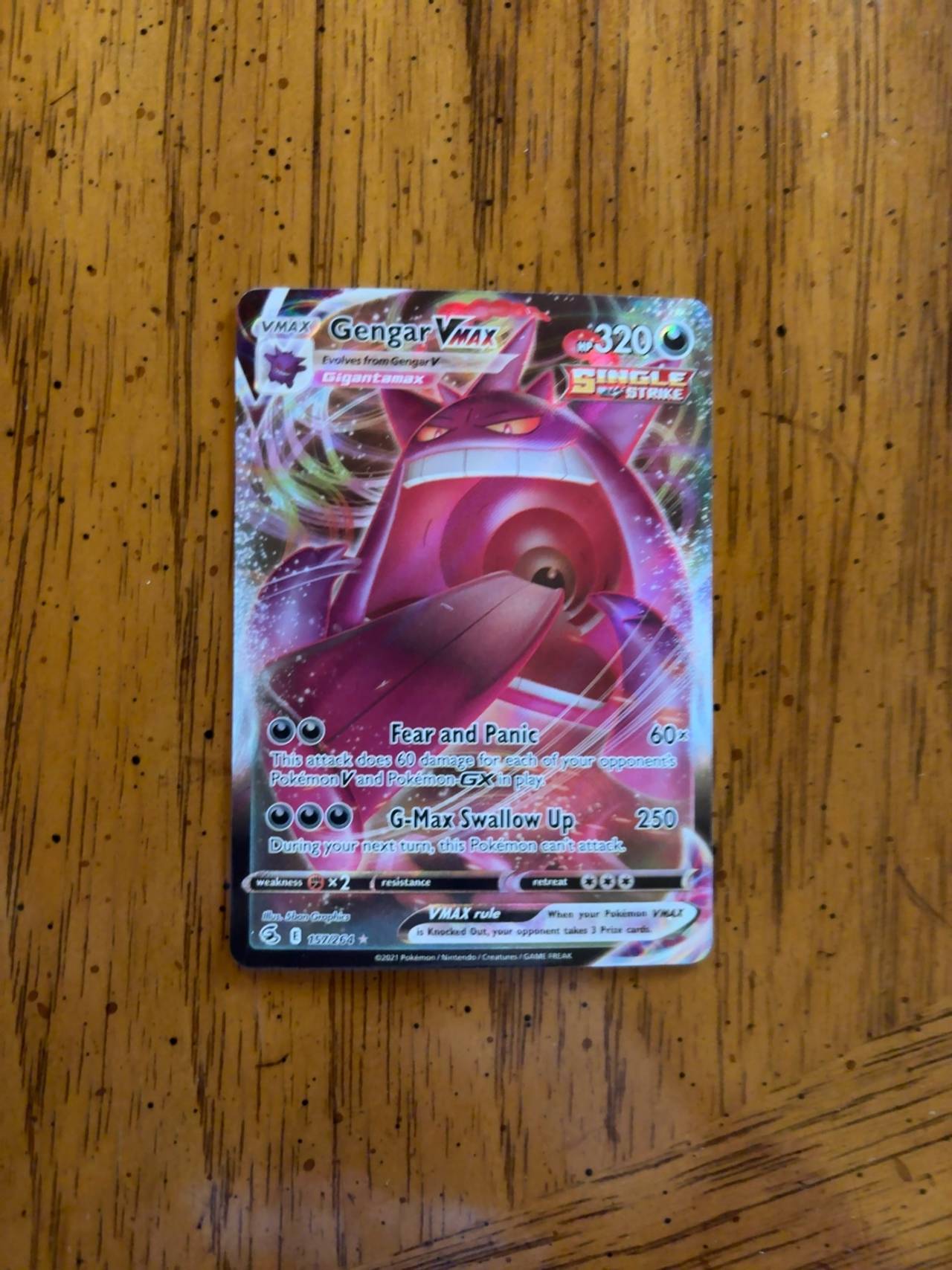 Pokemon Gengar VMAX Full Art Fusion Strike Card