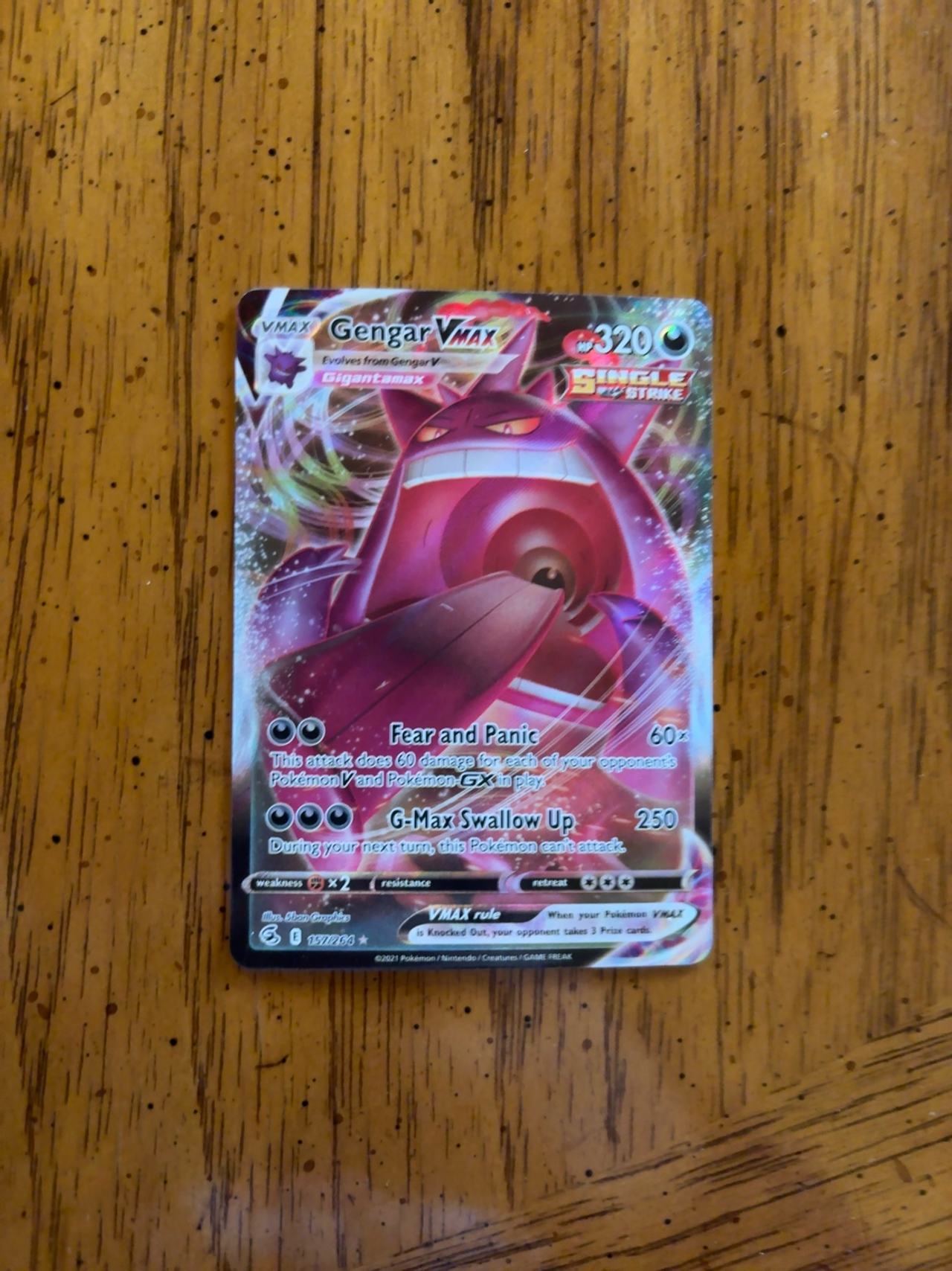 Pokemon Gengar VMAX Full Art Fusion Strike Card