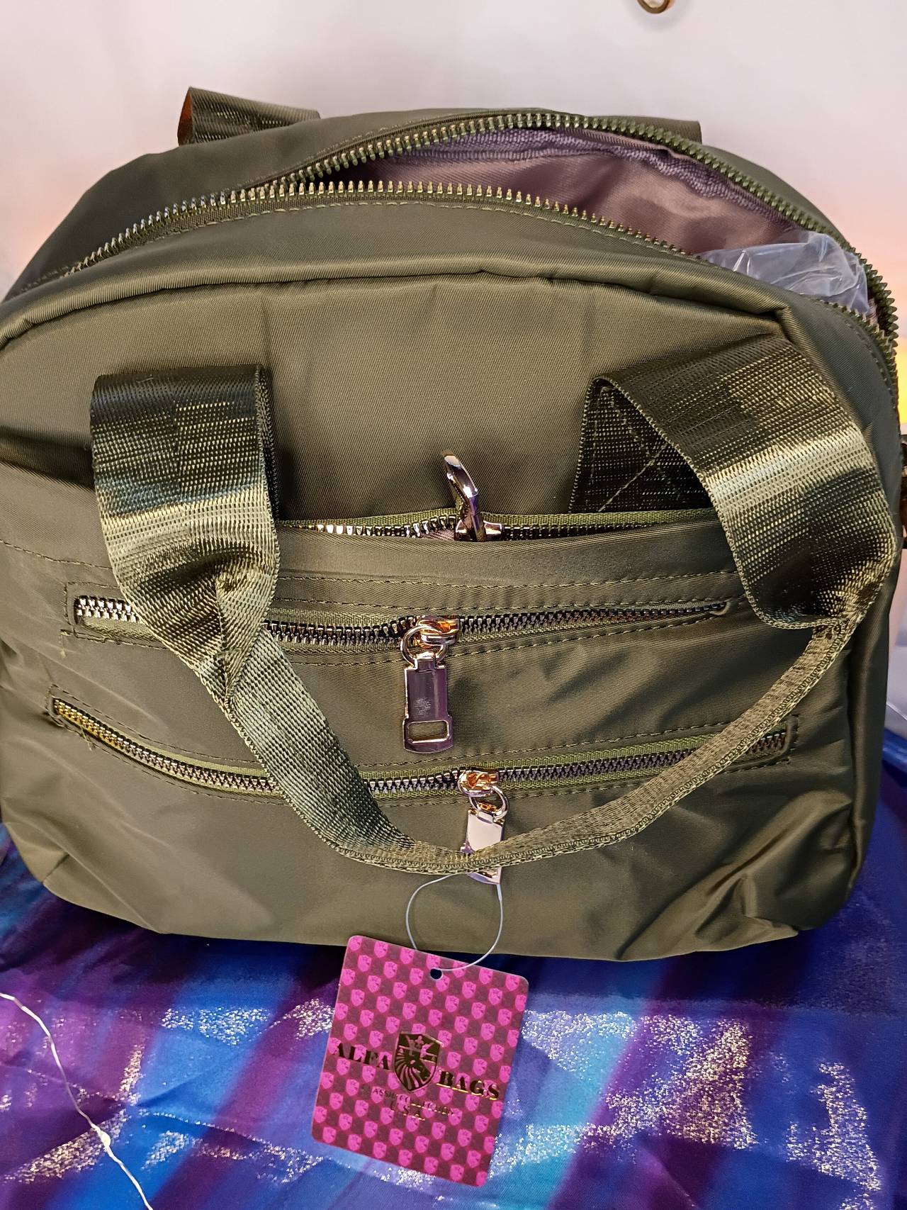 Alfa Bags Nylon Multi-Zip Backpack Handbag