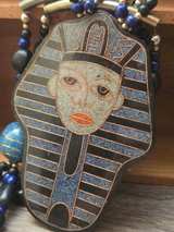 Vintage Egyptian Revival King Tut Pharaoh Beaded Necklace - Image 3