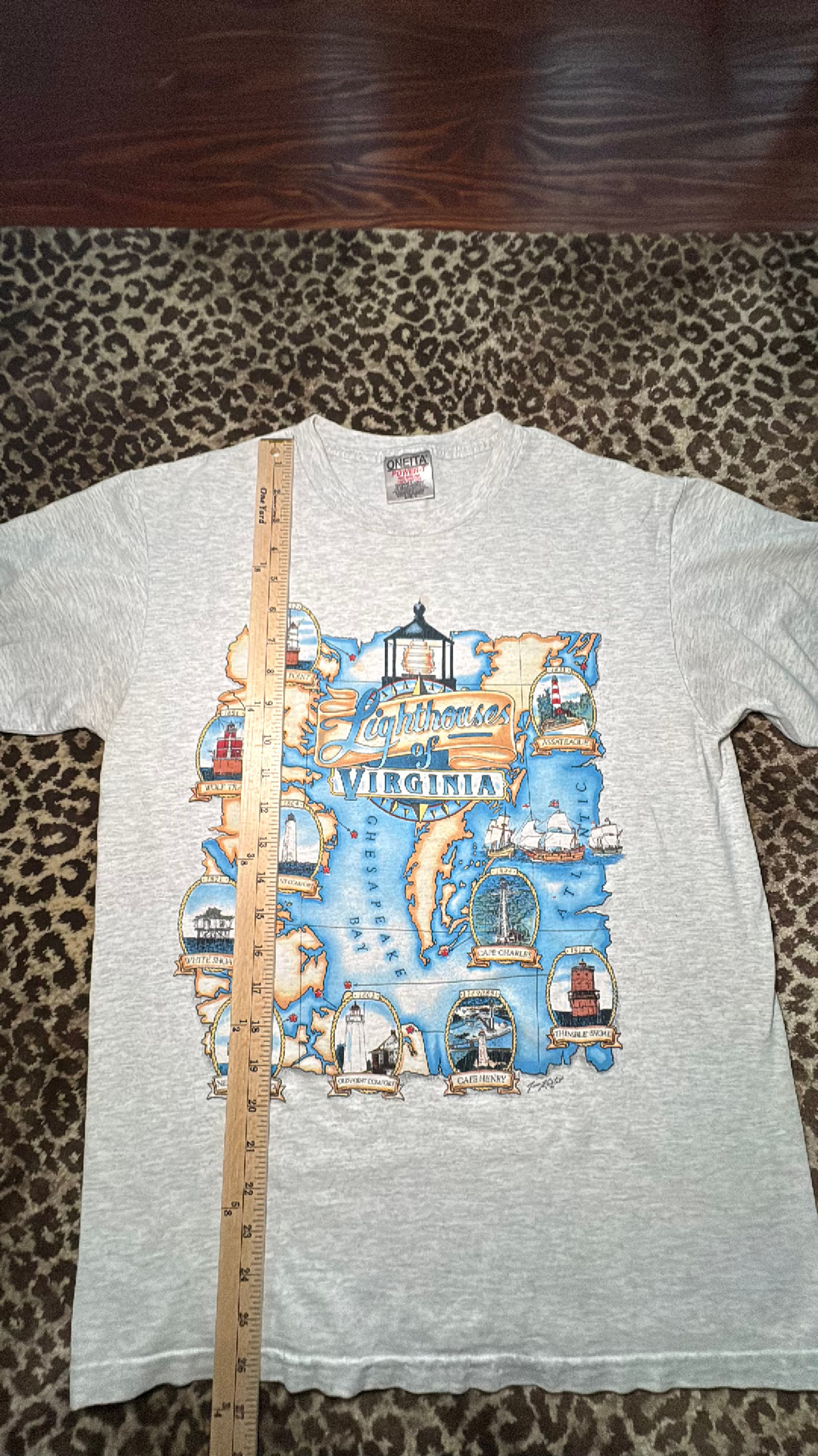 Vintage Oneita Lighthouses of Virginia T-Shirt - Image 3