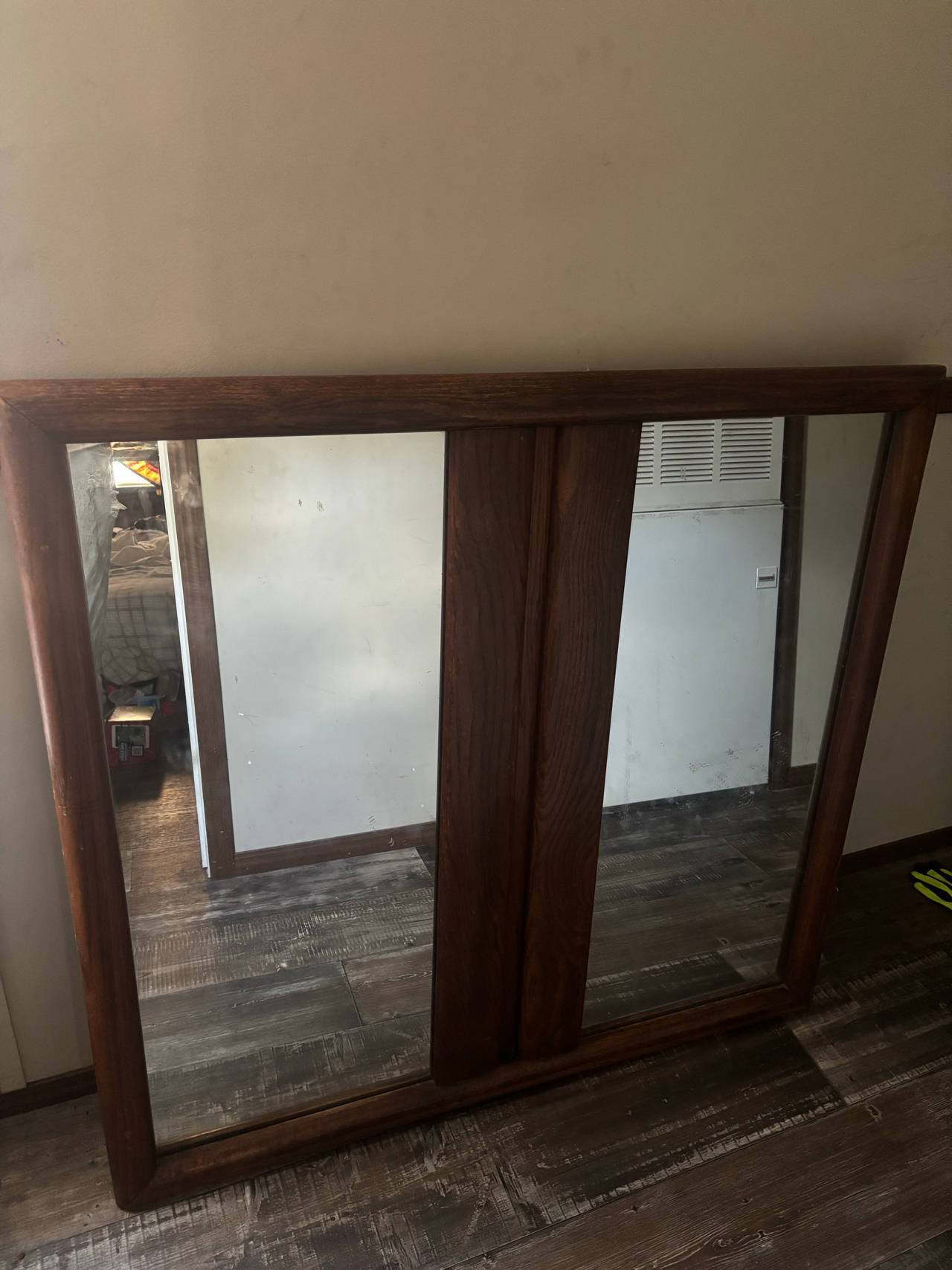 Large Wooden Framed Wall Mirror