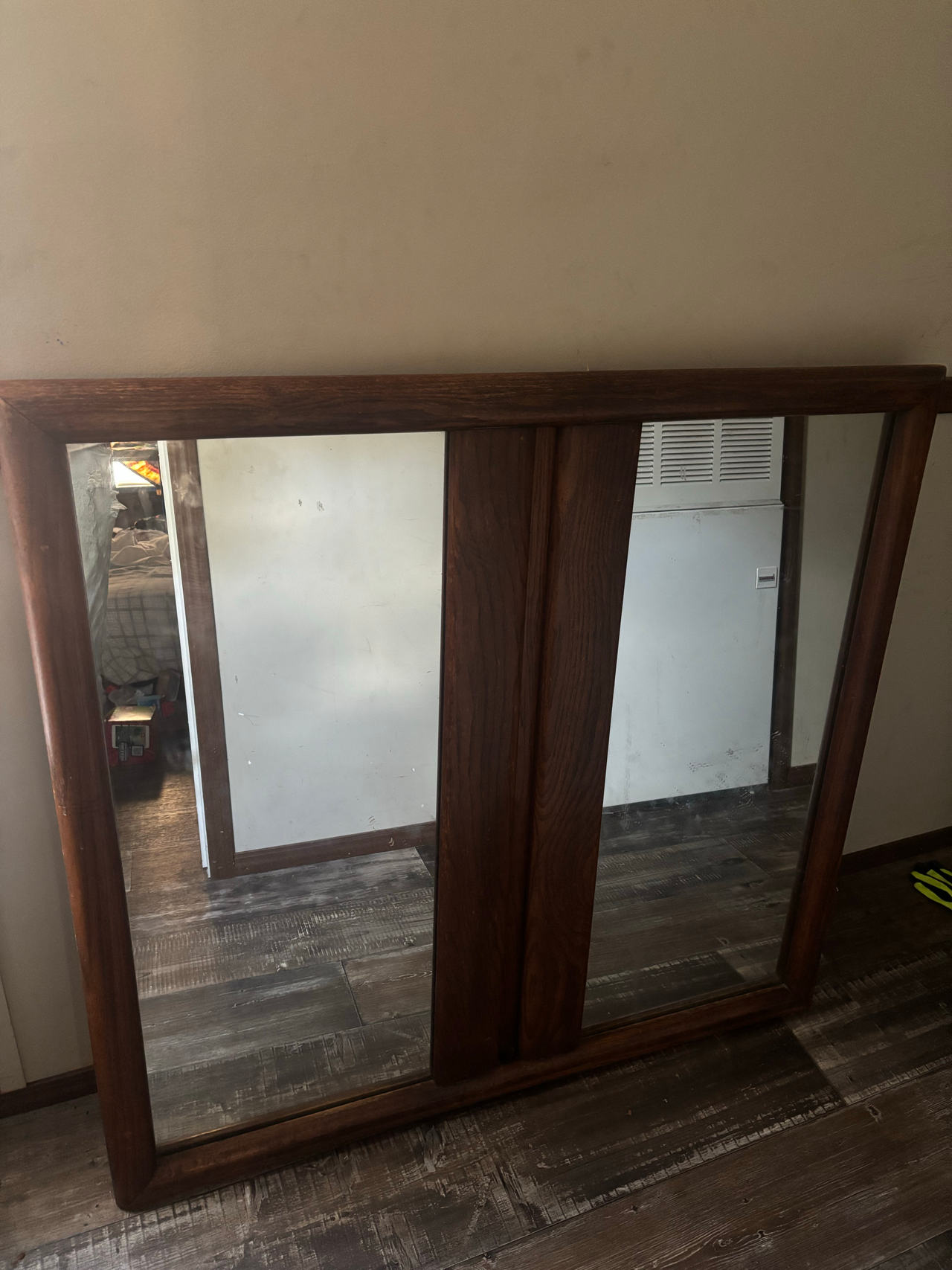 Large Wooden Framed Wall Mirror