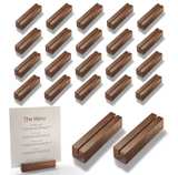 20PCS Oak Wood Place Card Holder Walnut Color - Wooden Acrylic Sign Holder Table - Image 1