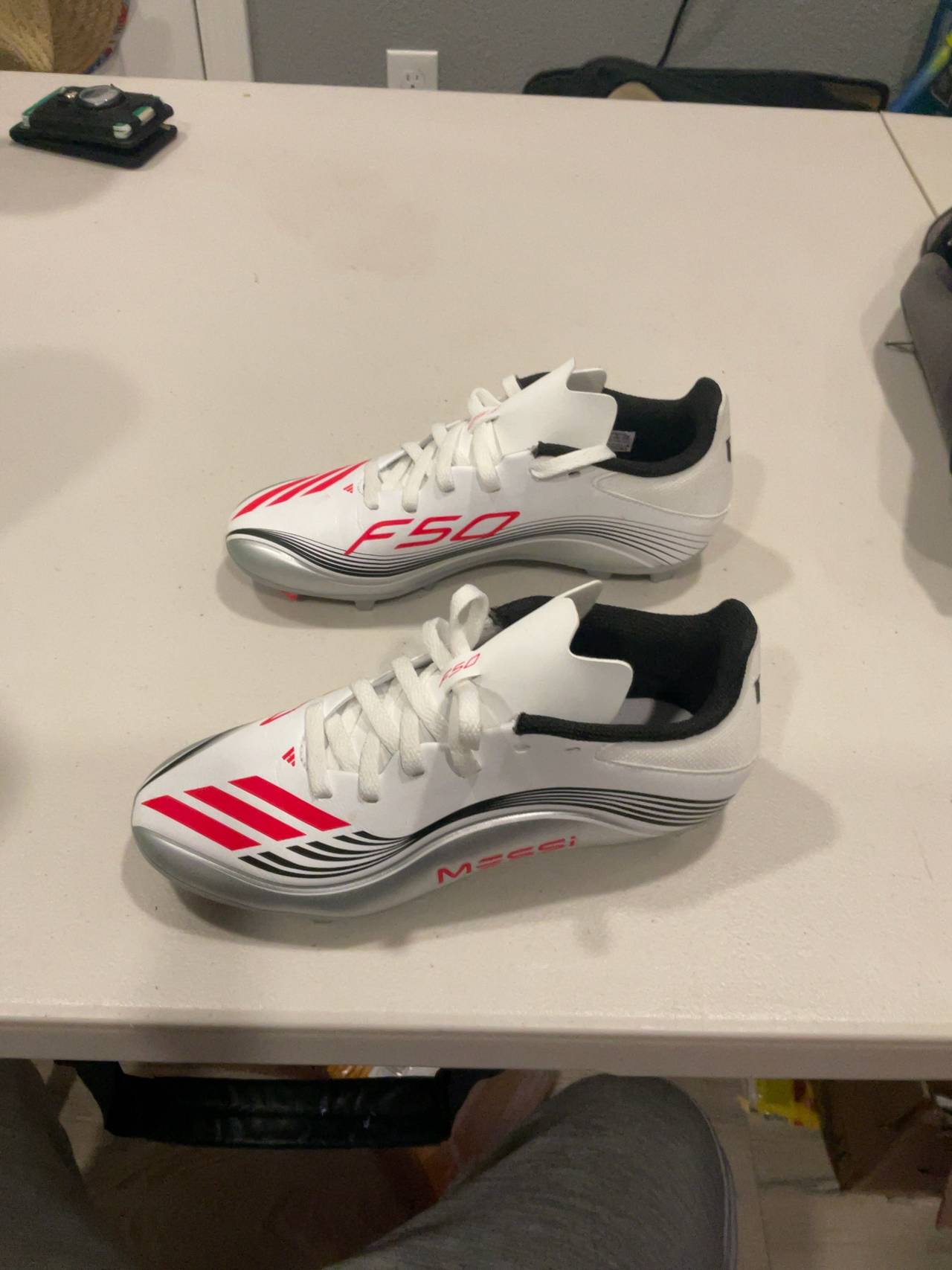 Adidas F50 Messi Club Kids Soccer Cleats White