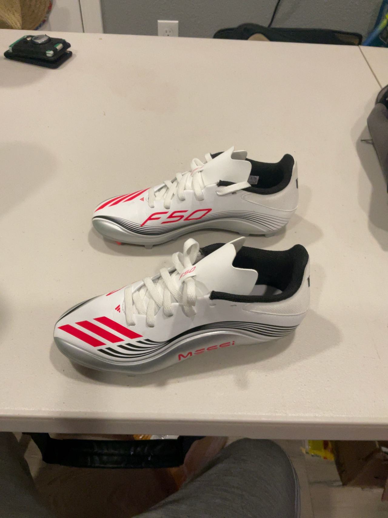 Adidas F50 Messi Club Kids Soccer Cleats White