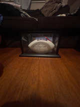 Autographed NFL Victor Cruz  Football in Display Case - Image 1