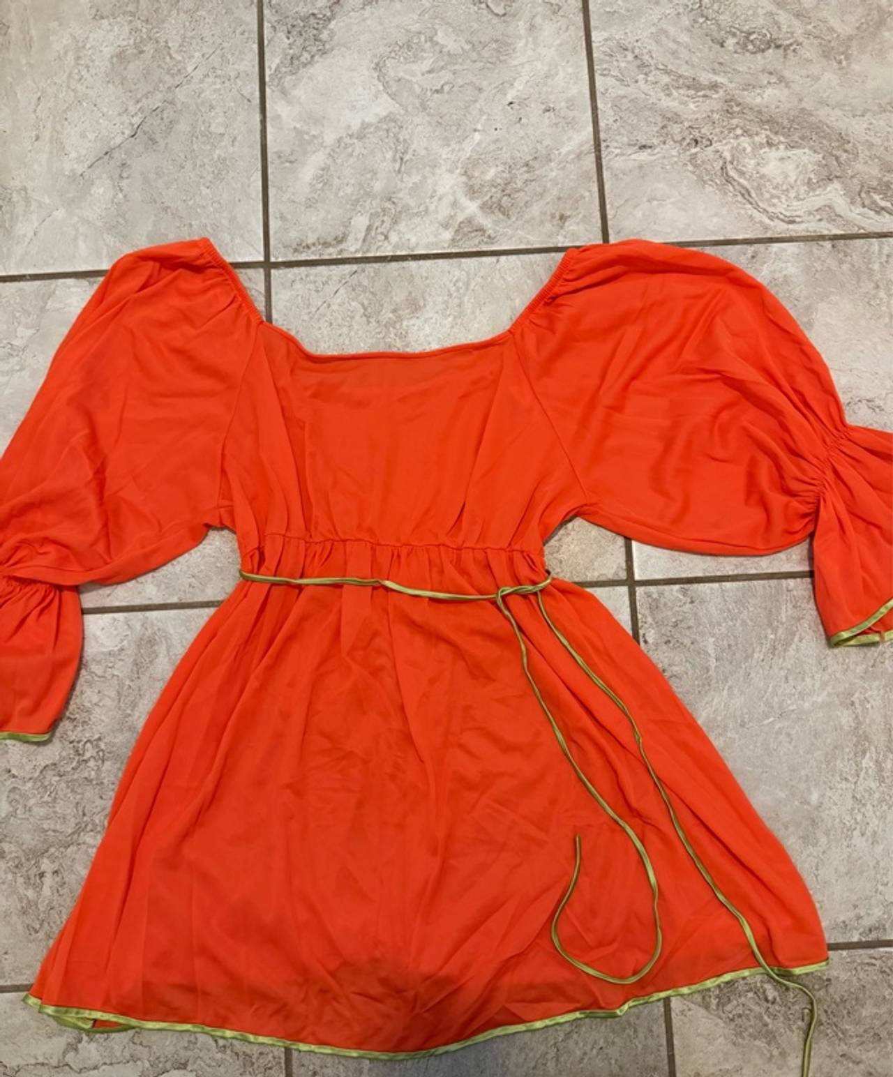 Vintage Sears Orange Puff Sleeve Dress