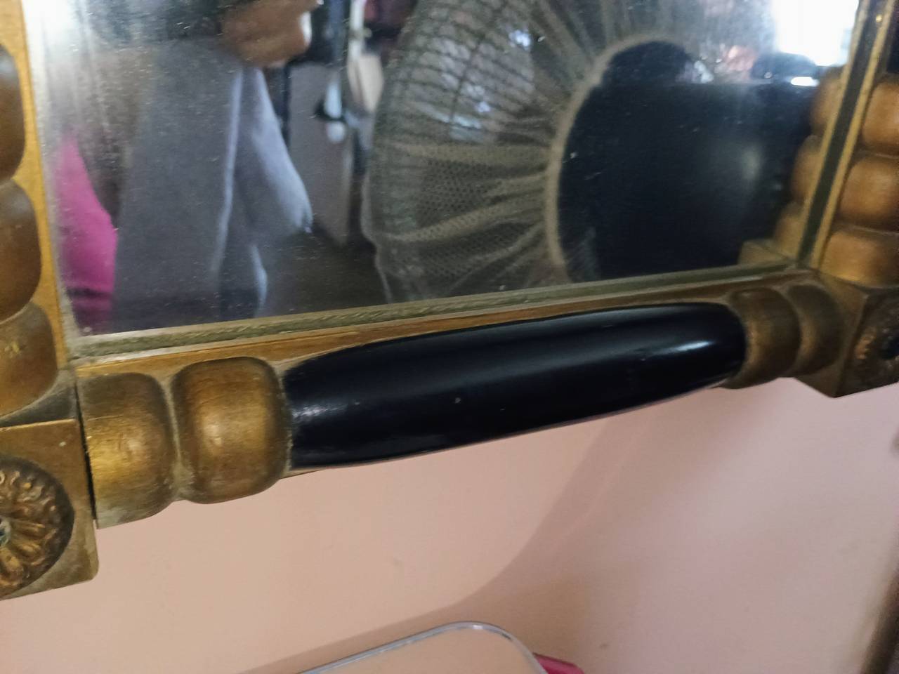 Antique Empire Style Reverse Painted Pier Mirror