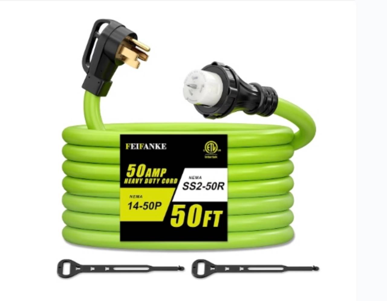 FEIFANKE 50 Amp 50FT RV Extension Cord 14-50P to SS2-50R