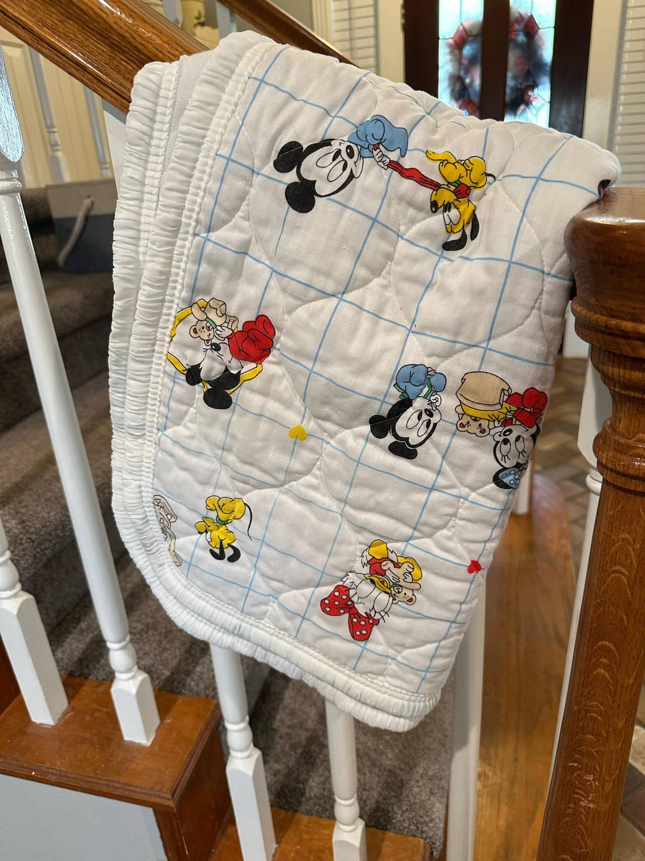 Vintage Disney Mickey & Friends Quilted Baby Blanket
