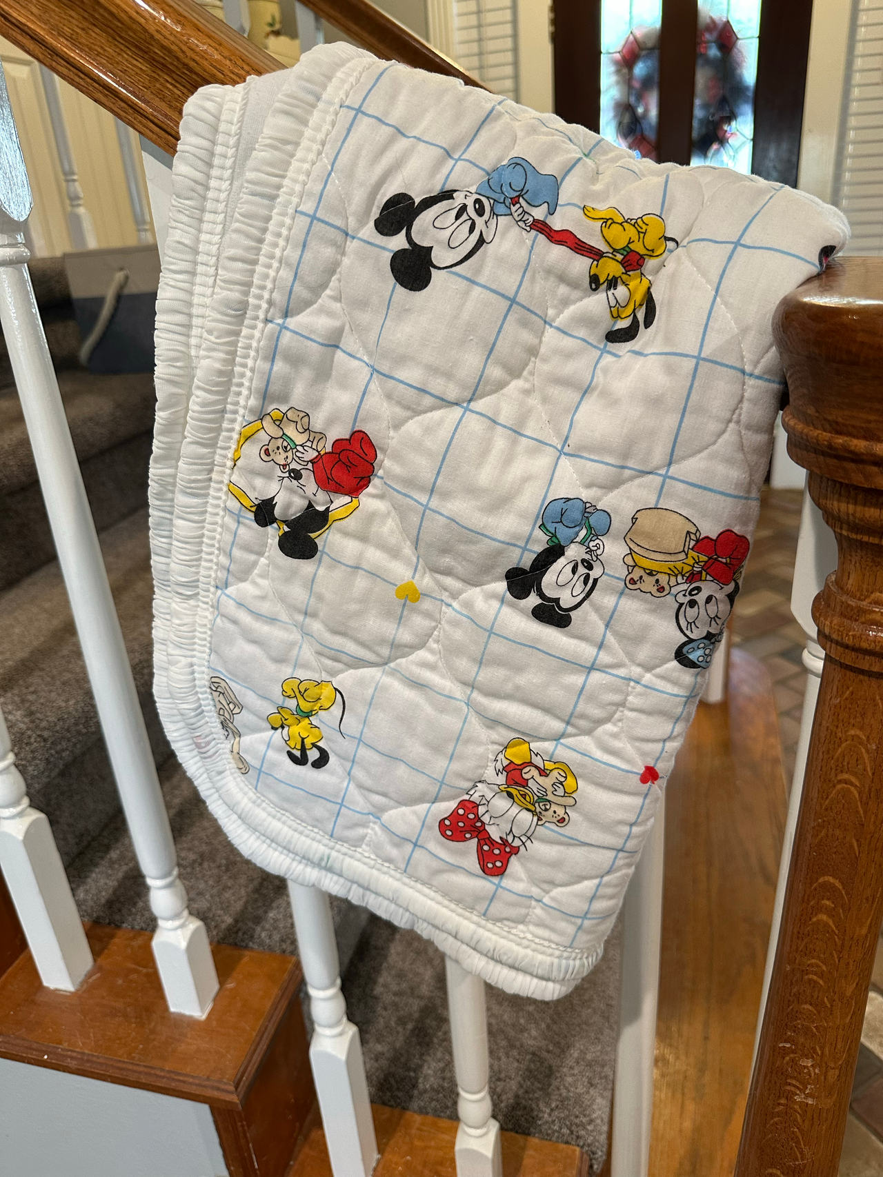 Vintage Disney Mickey & Friends Quilted Baby Blanket