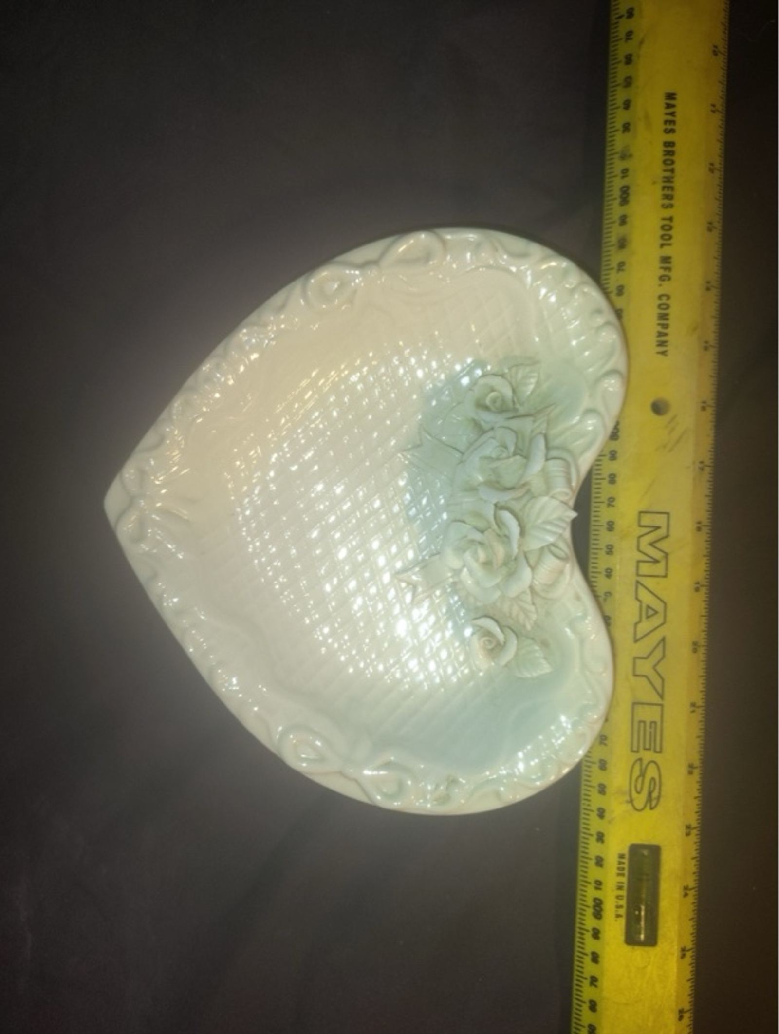 Vintage Porcelain Heart Dish with Roses