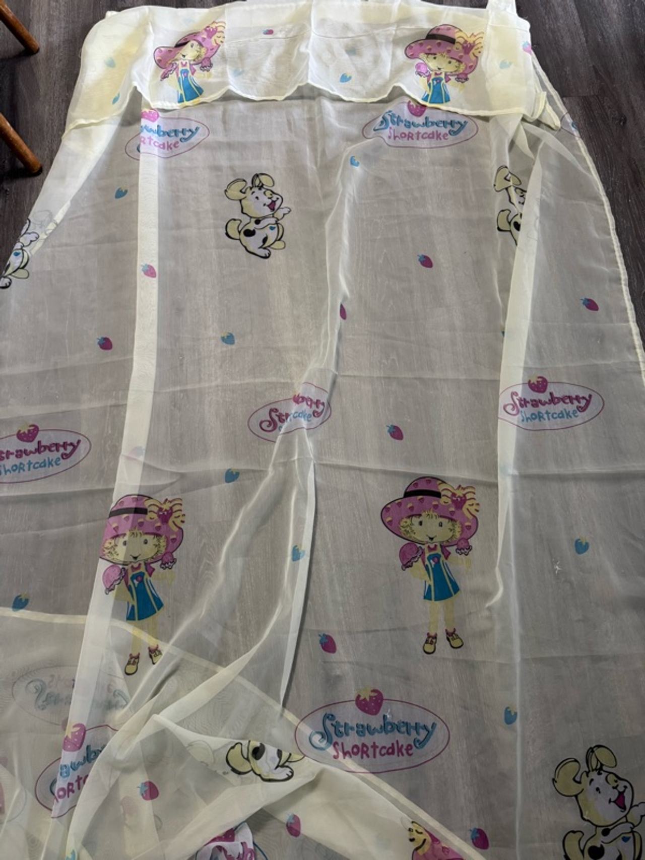 Vintage Strawberry shortcake semi sheer curtain panel