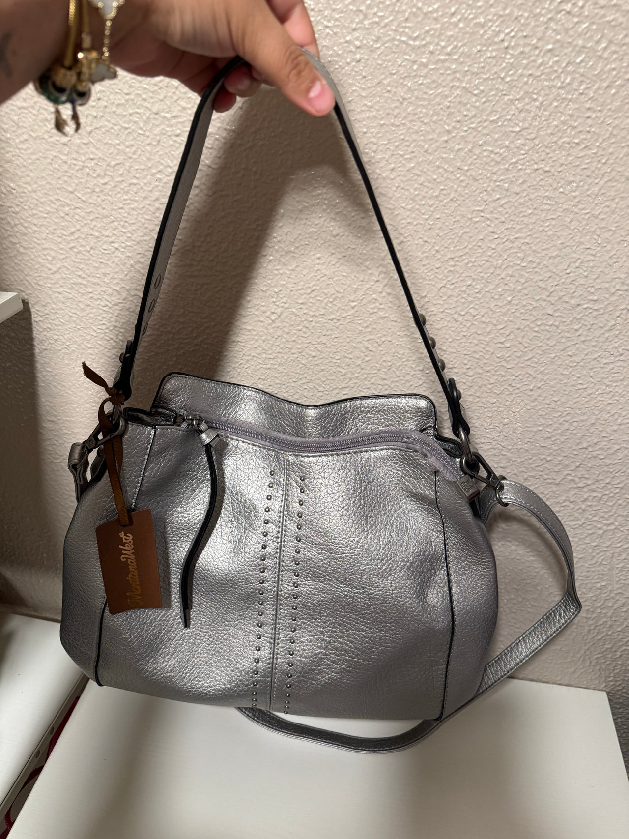 Montana West Studded Metallic Hobo Bag