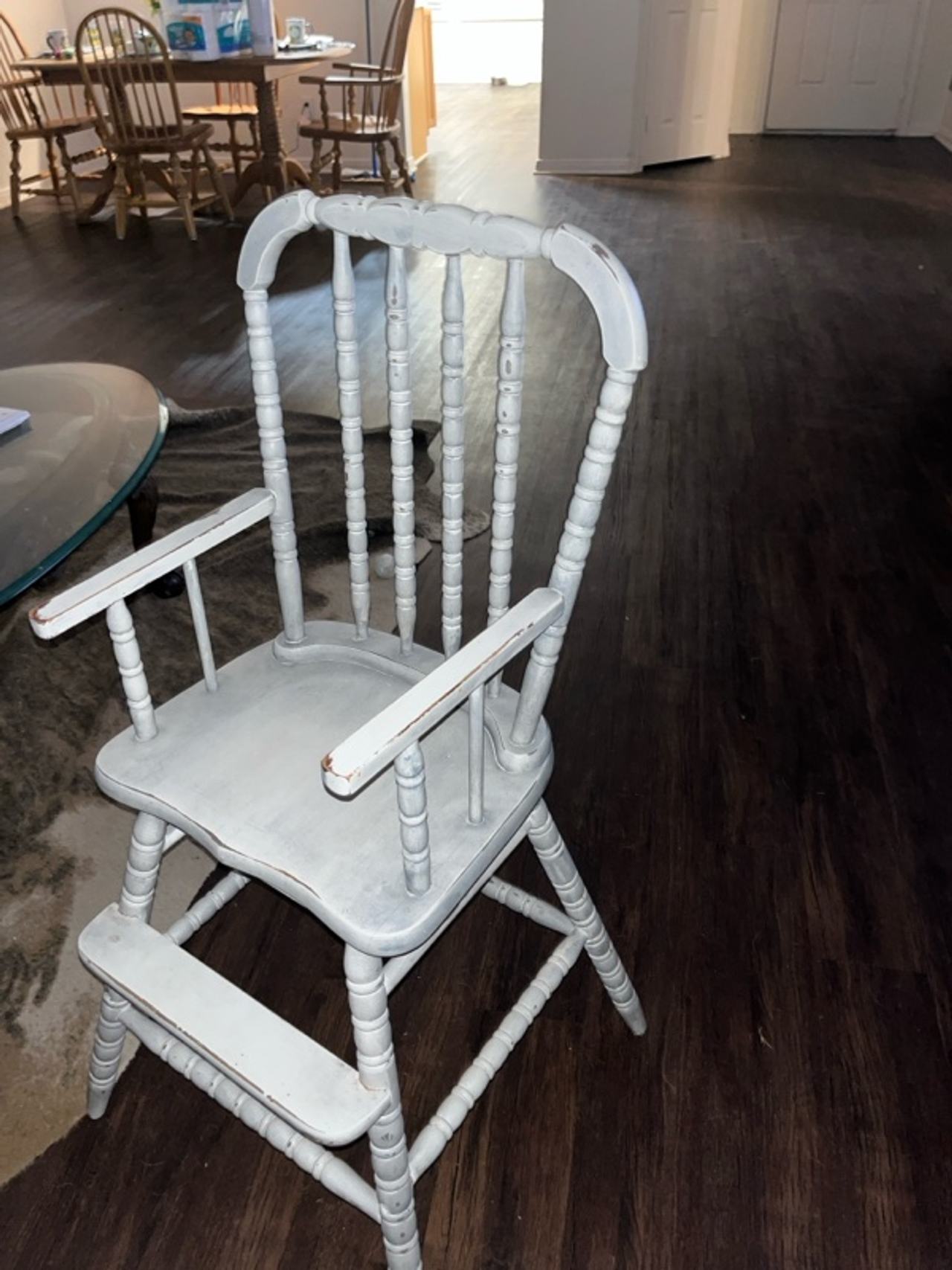 Vintage White Wooden High Chair
