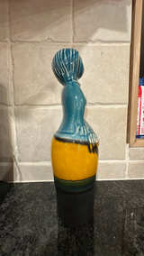 Ceramic Modernist Woman Figurine Turquoise & Gold - Image 4